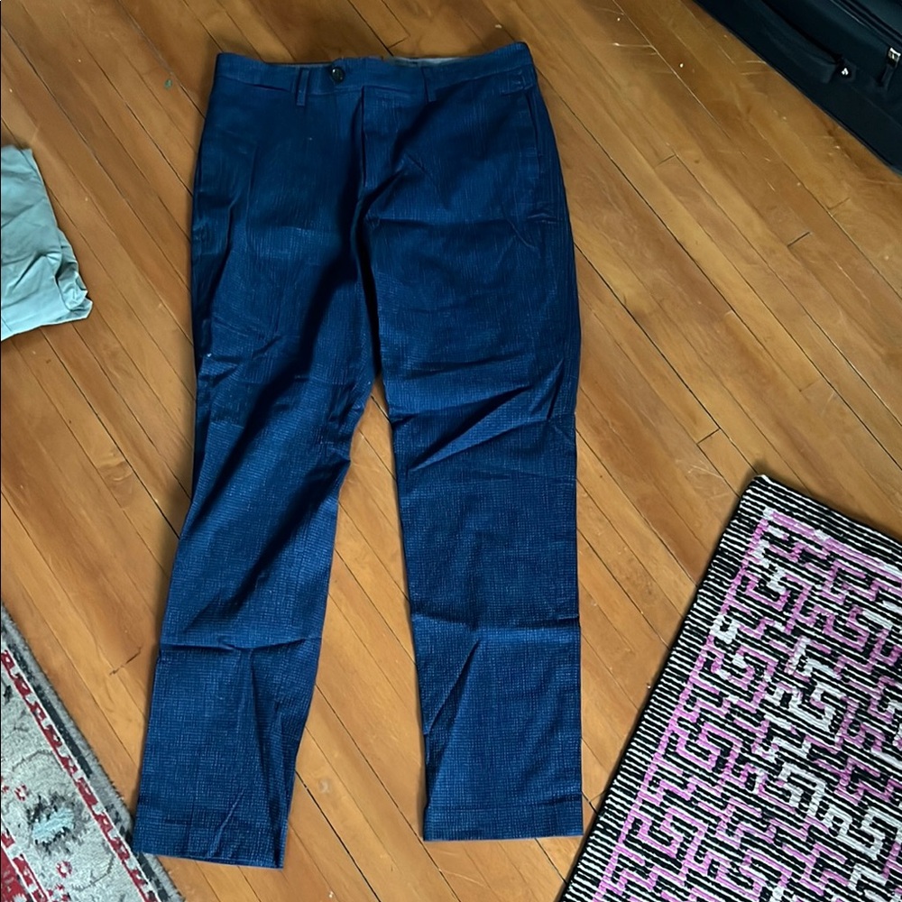 BONOBOS Athletic Fit Stretch Dress Pants | 34x34 | Textured Navy Blue